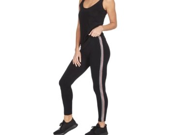 Ladies Black Striped Gym Leggings