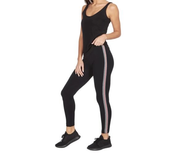Ladies Black Striped Gym Leggings